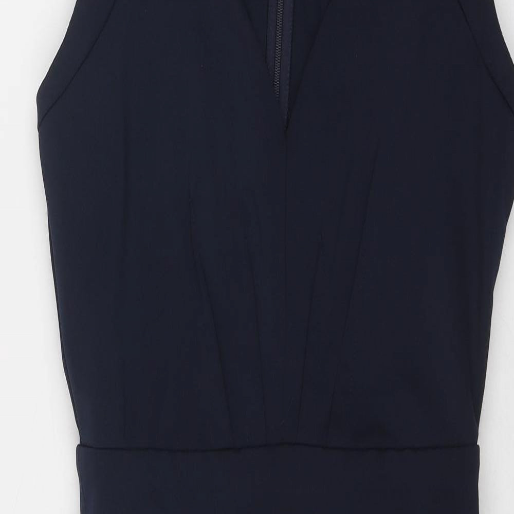 Little Mistress Womens Blue Polyester A-Line Size 10 V-Neck Zip