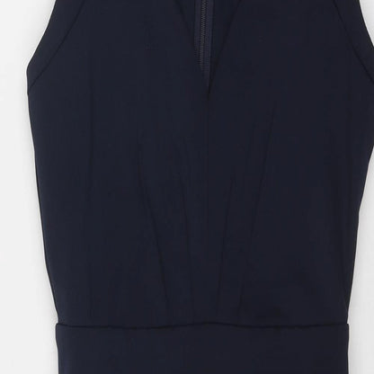 Little Mistress Womens Blue Polyester A-Line Size 10 V-Neck Zip