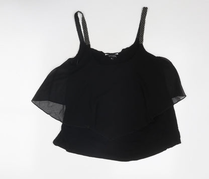 New Look Womens Black Viscose Basic Tank Size 12 Scoop Neck