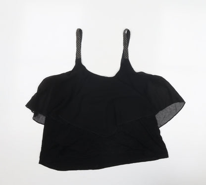 New Look Womens Black Viscose Basic Tank Size 12 Scoop Neck