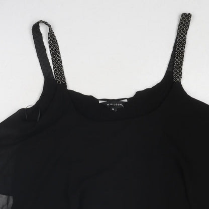 New Look Womens Black Viscose Basic Tank Size 12 Scoop Neck