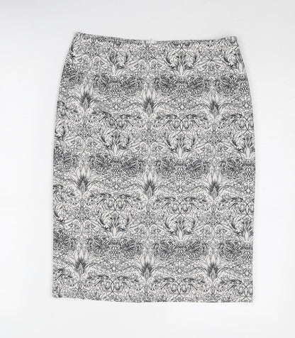 Mango Womens White Geometric Polyester A-Line Skirt Size 30 in Zip