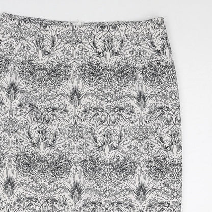 Mango Womens White Geometric Polyester A-Line Skirt Size 30 in Zip