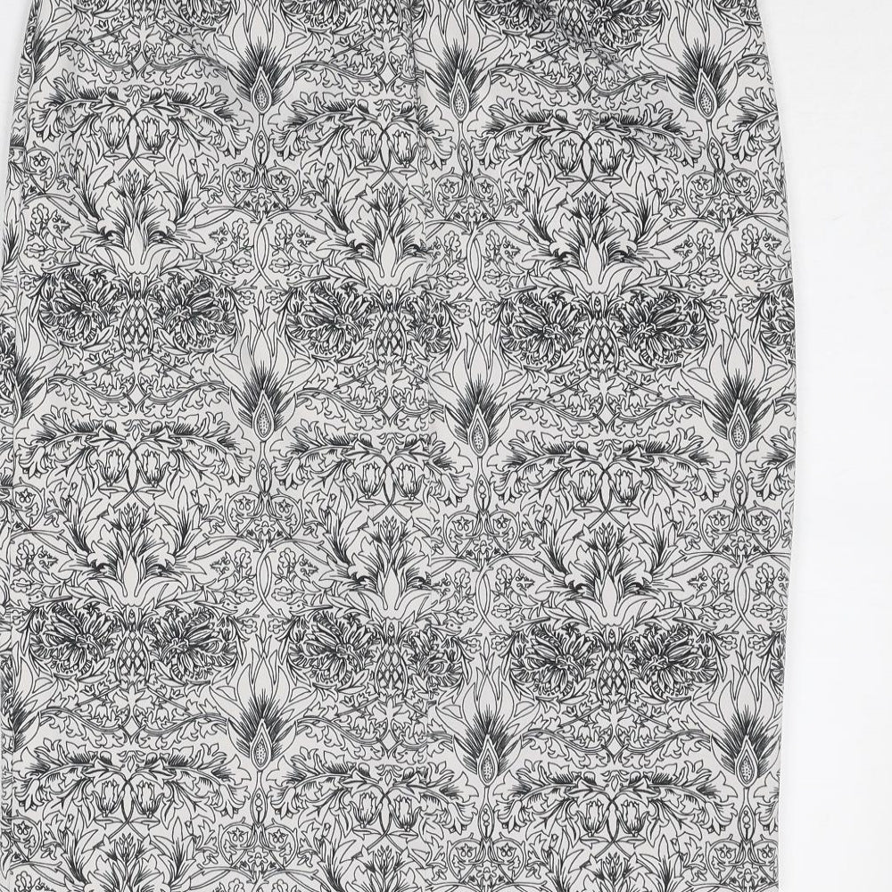 Mango Womens White Geometric Polyester A-Line Skirt Size 30 in Zip