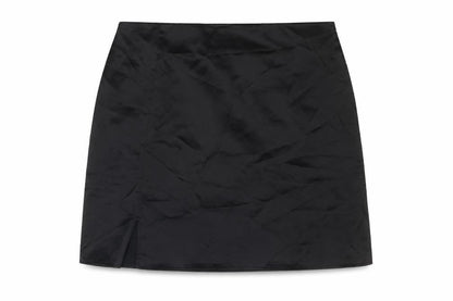 Front view of As You women’s black polyester a-line skirt, size UK 14, zip