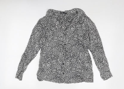 Womens UK Size XS Zara Black Basic Button-Up