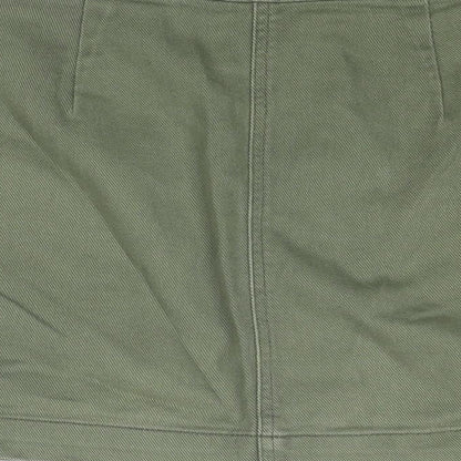 Divided by H&M Womens Green Cotton A-Line Skirt Size 6 Zip