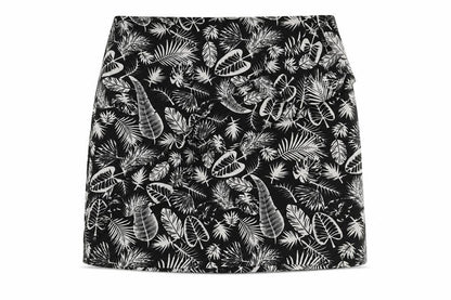 Golddigga Womens Black Geometric Polyester A-Line Skirt Size 12 Zip