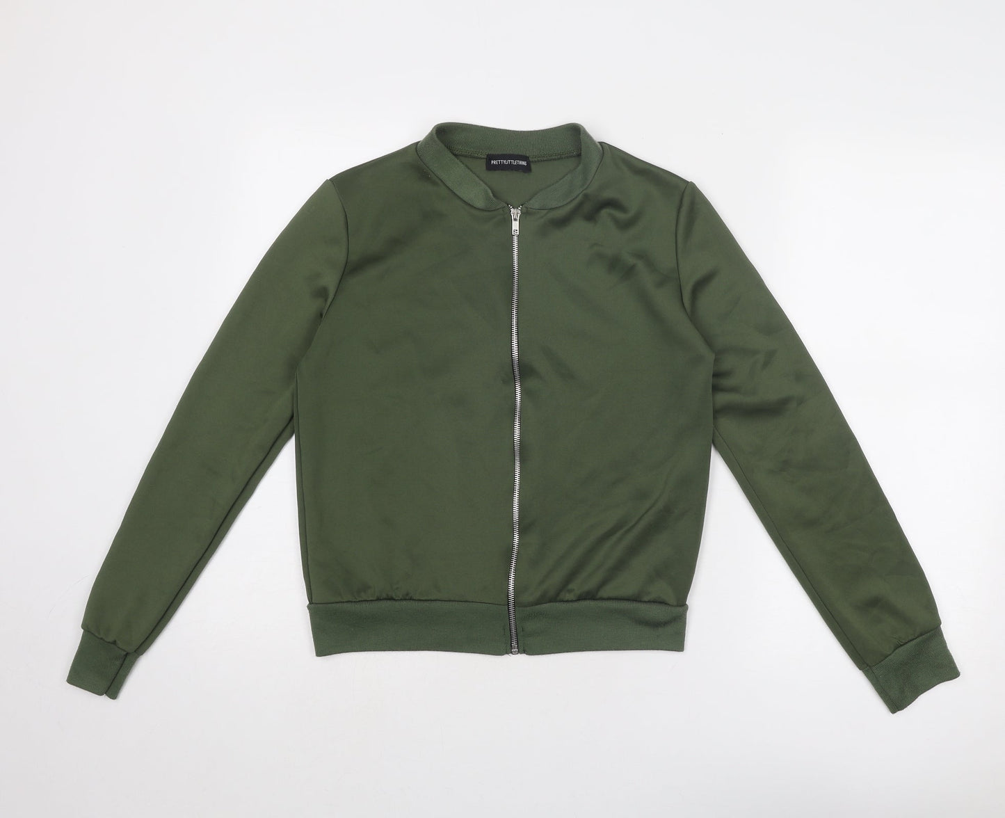 Womens UK Size S PRETTYLITTLETHING Green Bomber Jacket