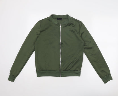 Womens UK Size S PRETTYLITTLETHING Green Bomber Jacket