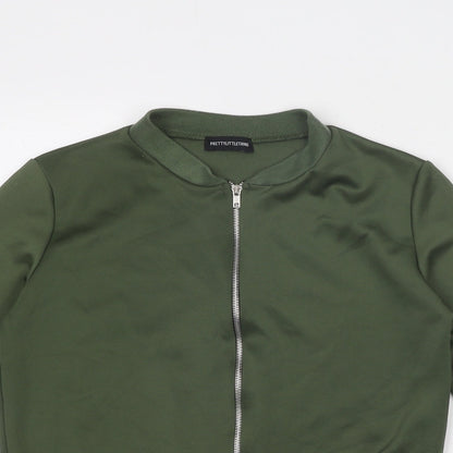 Womens UK Size S PRETTYLITTLETHING Green Bomber Jacket