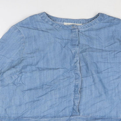 House of Fraser Womens Blue Lyocell Basic Blouse Size 12 Round Neck