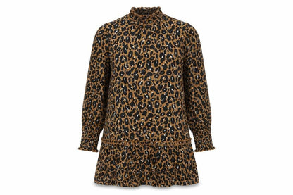 Miss Selfridge Womens Brown Animal Print Polyester A-Line Size 12 Mock Neck Pullover - Leopard Print