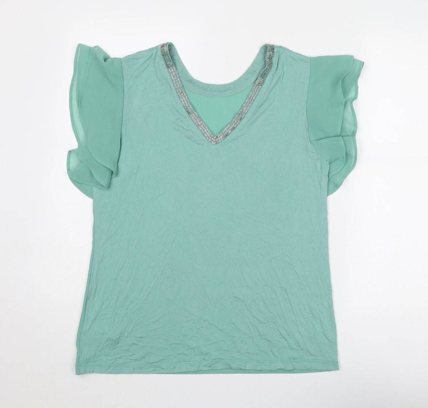 Womens UK Size 10 NEXT Green Basic T-Shirt