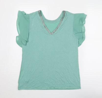 Womens UK Size 10 NEXT Green Basic T-Shirt