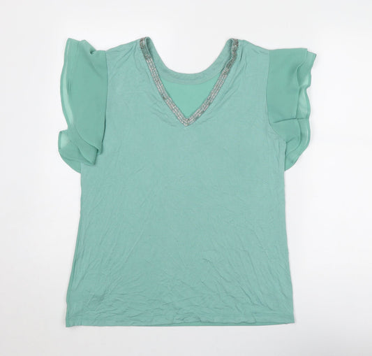 Womens UK Size 10 NEXT Green Basic T-Shirt