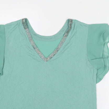 Womens UK Size 10 NEXT Green Basic T-Shirt