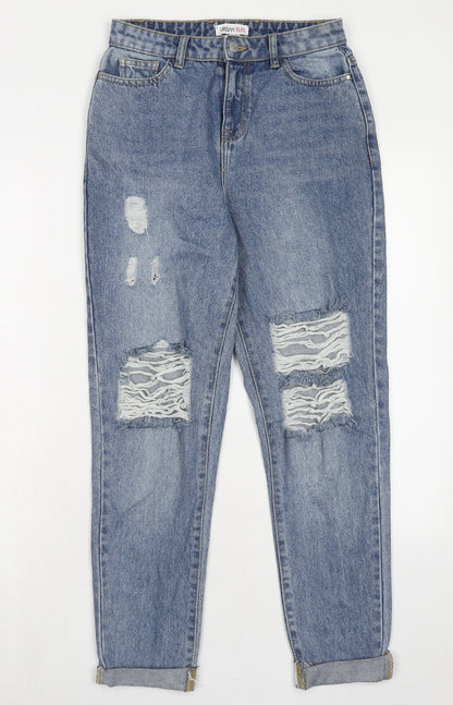 Urban bliss Womens Blue Cotton Mom Jeans Size 8 Regular Zip
