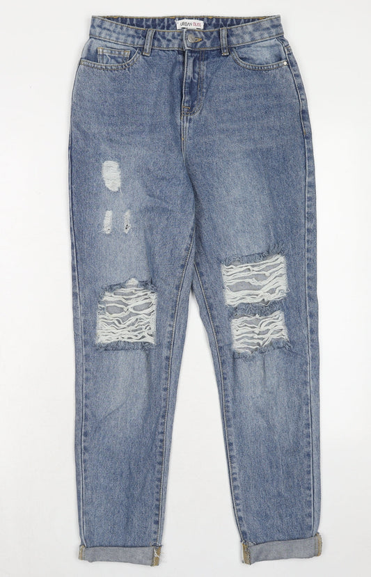 Urban bliss Womens Blue Cotton Mom Jeans Size 8 Regular Zip
