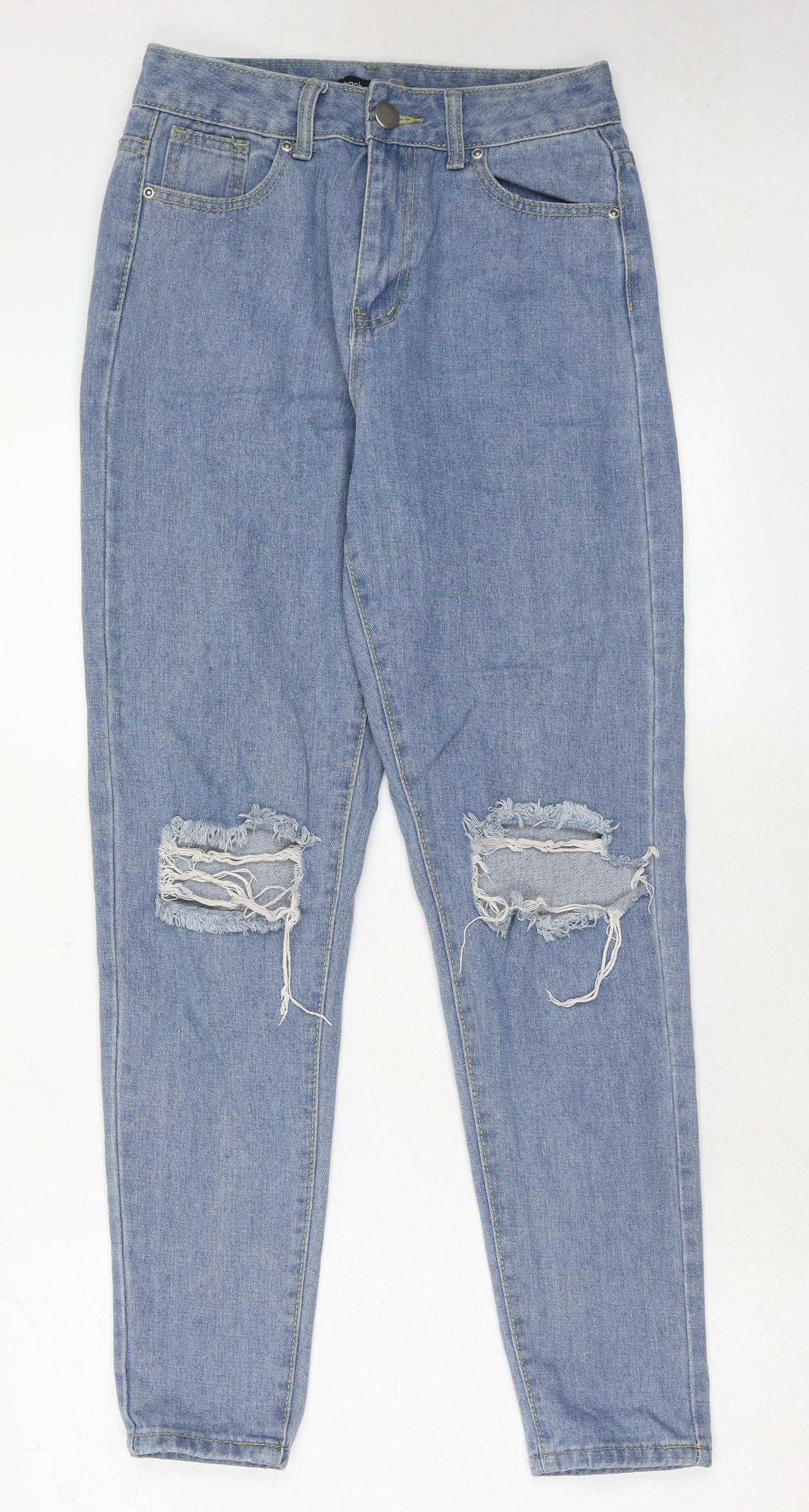 Boohoo Womens Blue Cotton Skinny Jeans Size 8 Regular Zip