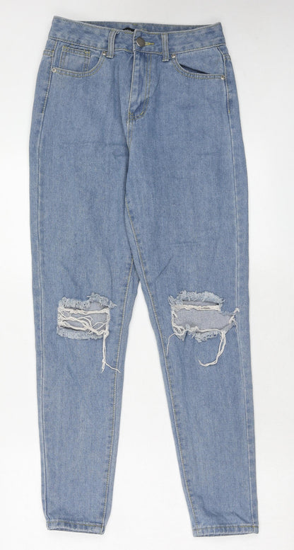 Boohoo Womens Blue Cotton Skinny Jeans Size 8 Regular Zip