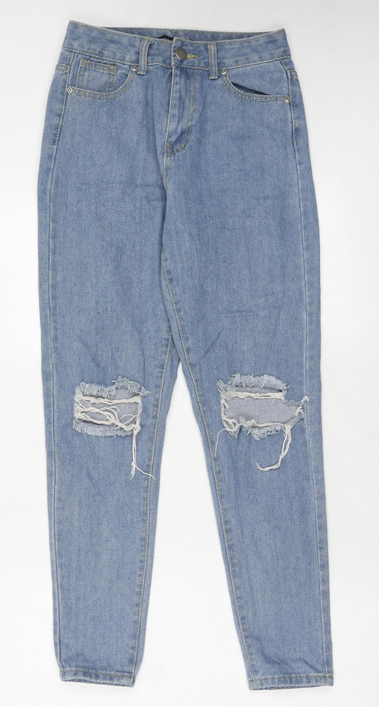 Boohoo Womens Blue Cotton Skinny Jeans Size 8 Regular Zip