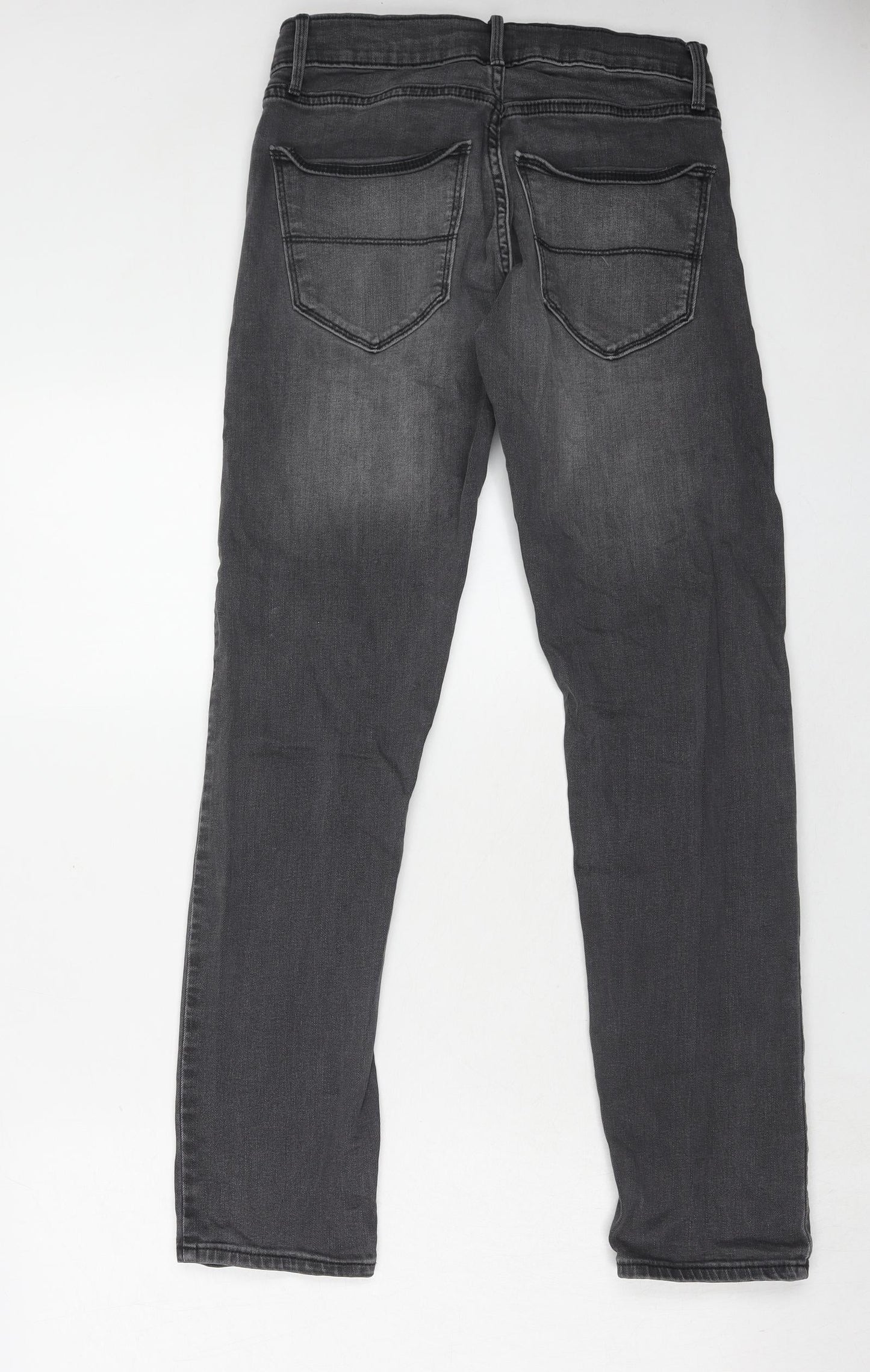 Marks and Spencer Mens Grey Cotton Skinny Jeans Size 28 in L31 in Slim Zip