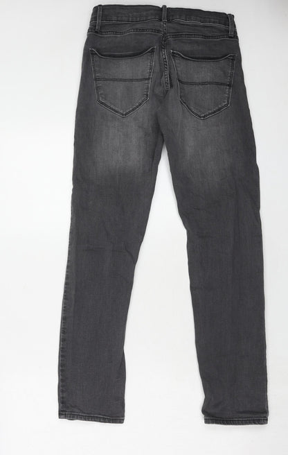Marks and Spencer Mens Grey Cotton Skinny Jeans Size 28 in L31 in Slim Zip