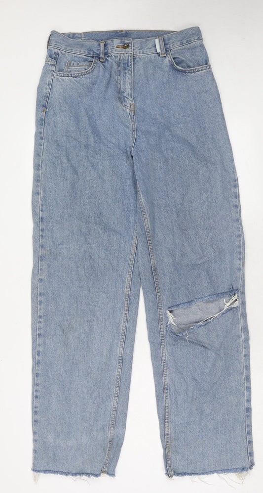 COLLUSION Womens Blue Cotton Mom Jeans Size 28 L32 in Regular Zip