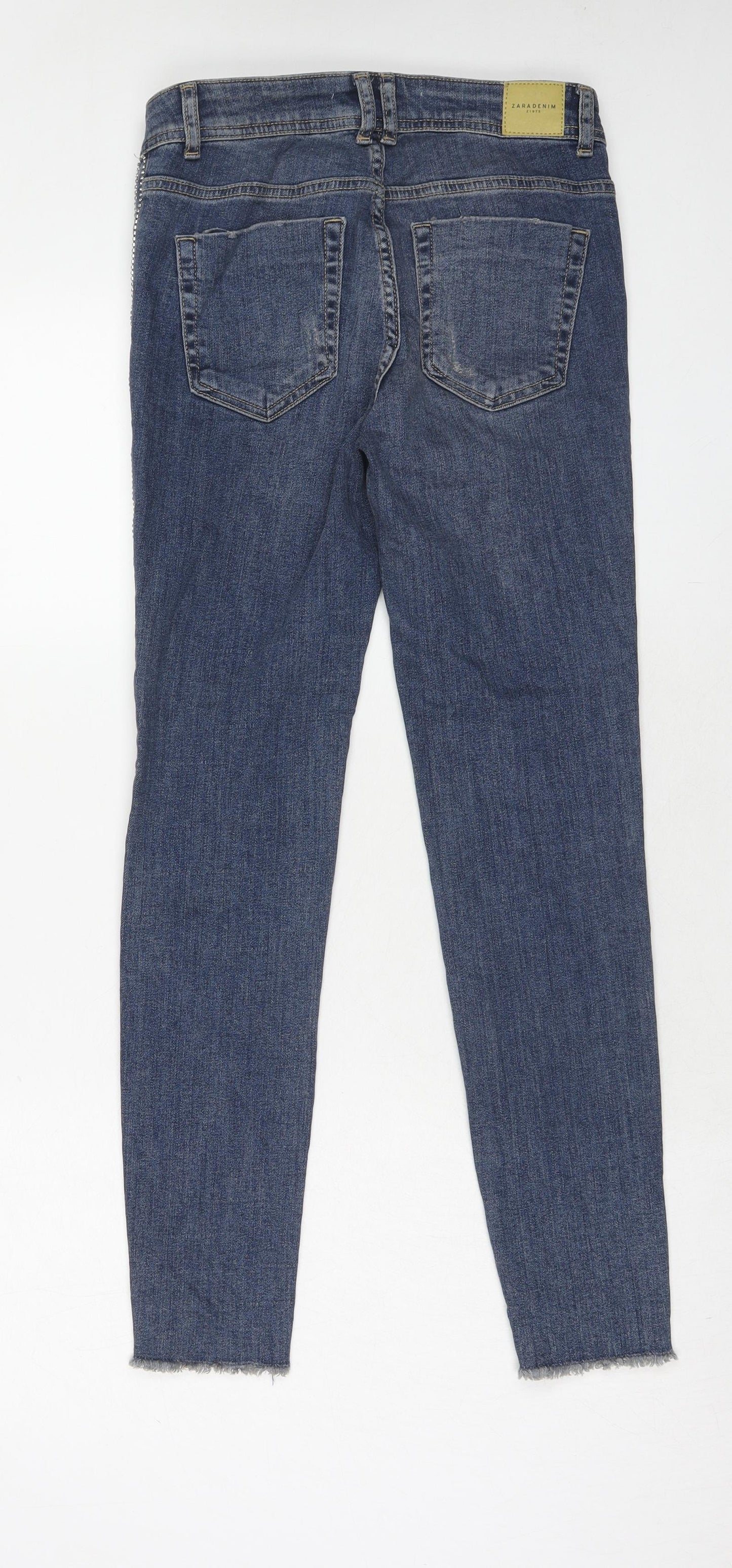 Zara Womens Blue Cotton Skinny Jeans Size 8 Regular Zip