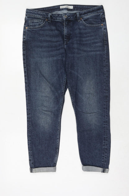 Topshop Womens Blue Cotton Skinny Jeans Size 28 in L30 in Regular Zip