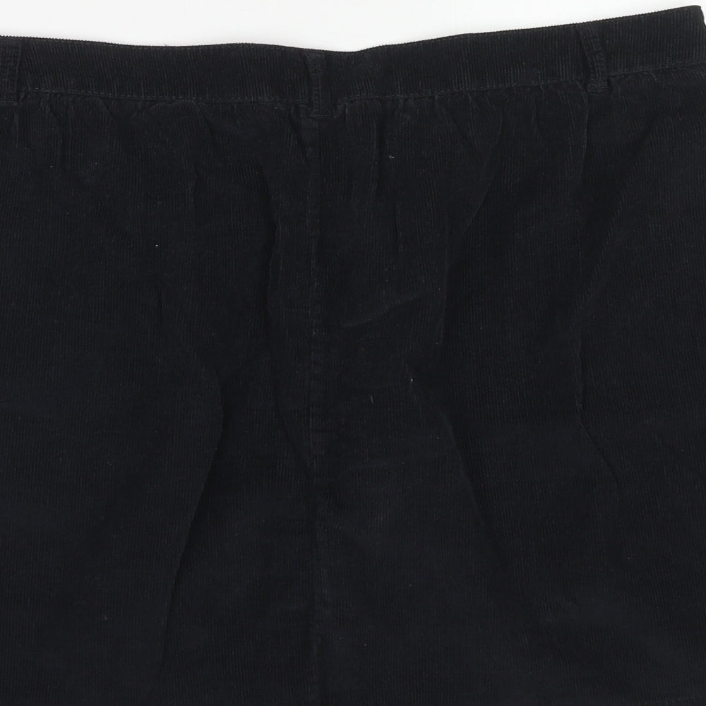 Indigo Womens Black Cotton A-Line Skirt Size 10 Button
