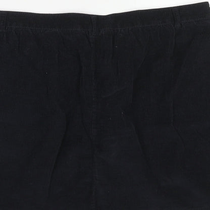 Indigo Womens Black Cotton A-Line Skirt Size 10 Button