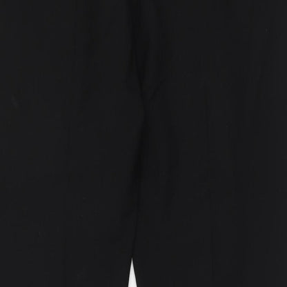 CC Womens Black Polyester Chino Trousers Size 16 Regular Hook & Eye