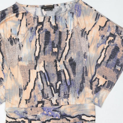 BCBGMAXAZRIA Womens Multicoloured Geometric Polyester T-Shirt Dress Size XS Round Neck Pullover