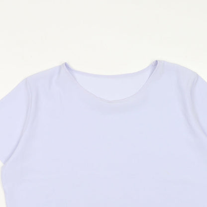 St. Bernard Womens Purple Polyester Basic T-Shirt Size 14 Round Neck