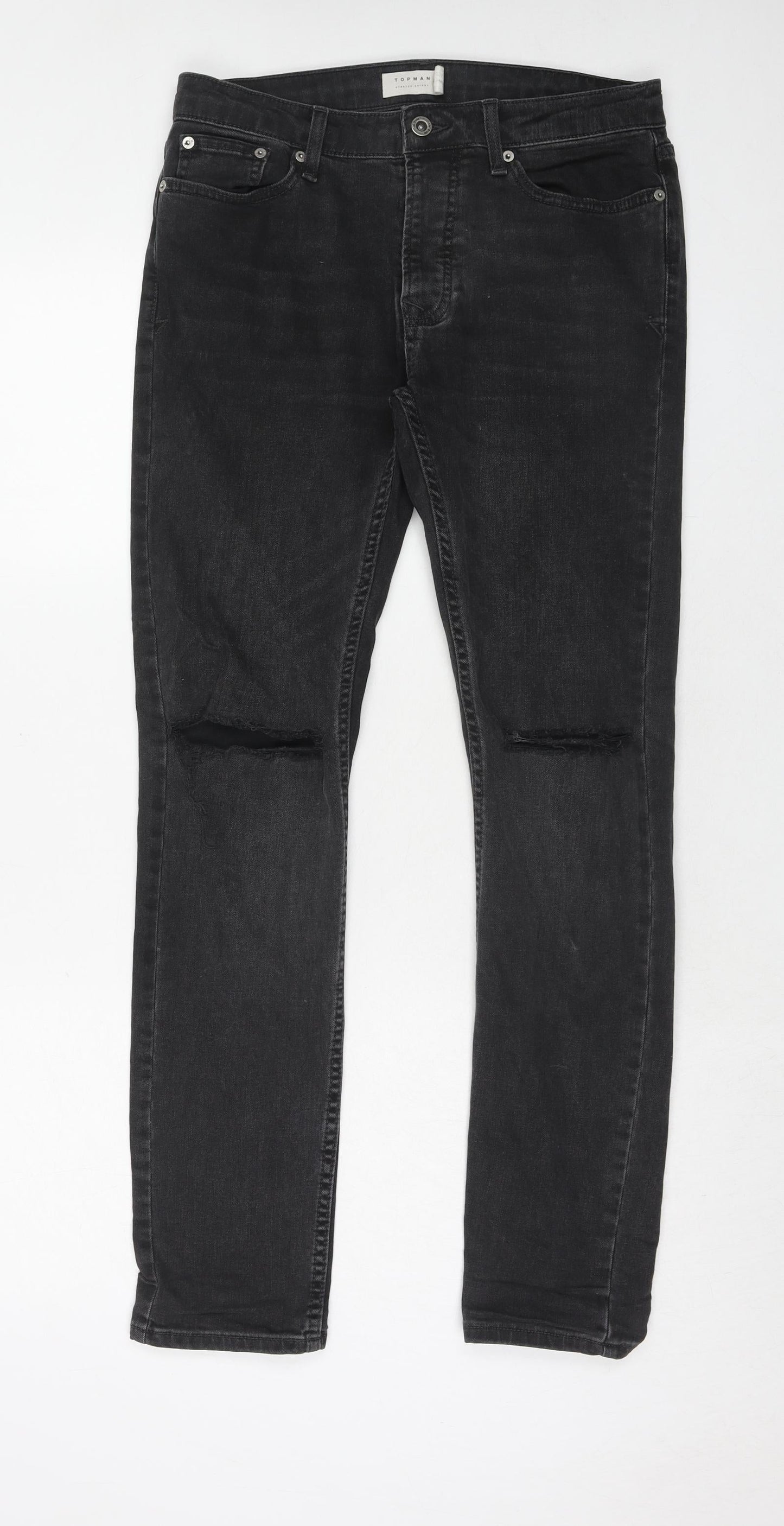 Mens UK Size 30 in Topman Regular Fit Skinny Black Jeans