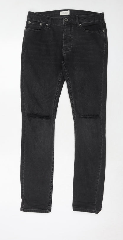 Mens UK Size 30 in Topman Regular Fit Skinny Black Jeans