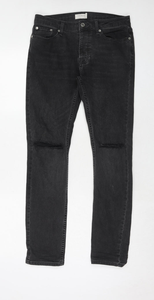 Mens UK Size 30 in Topman Regular Fit Skinny Black Jeans