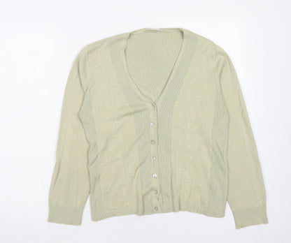 Womens UK Size L Country Casuals Green Cardigan Jumper