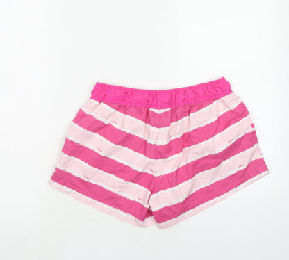 Ocean Pacific Womens Pink Striped Polyester Bermuda Shorts Size 12 Regular Button