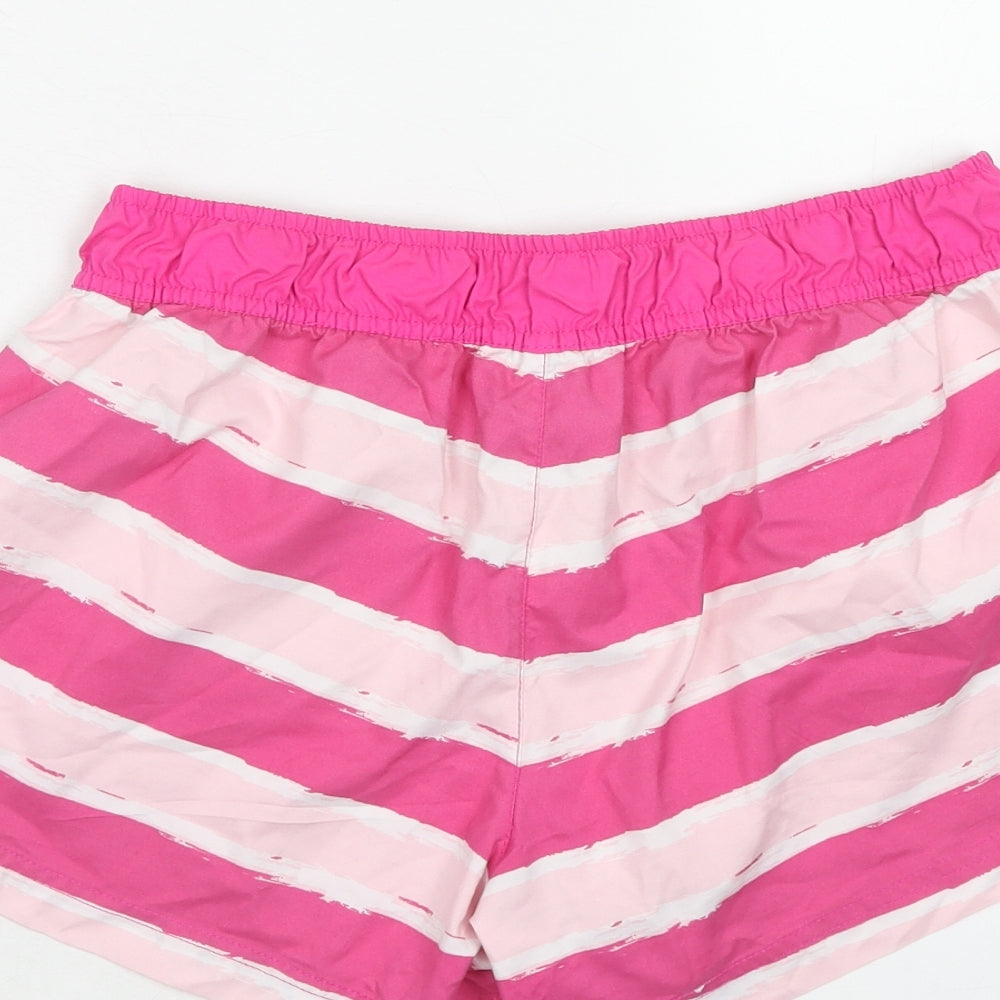 Ocean Pacific Womens Pink Striped Polyester Bermuda Shorts Size 12 Regular Button
