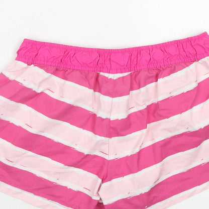 Ocean Pacific Womens Pink Striped Polyester Bermuda Shorts Size 12 Regular Button