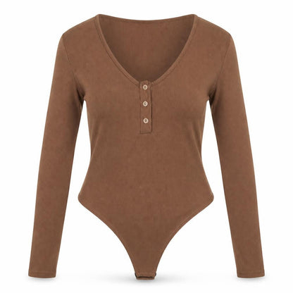 PRETTYLITTLETHING Womens Brown Polyester Bodysuit One-Piece Size 16 Snap