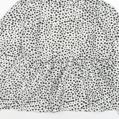 I SAW IT FIRST Womens White Animal Print Polyester Basic Blouse Size 10 High Neck - Dalmatian Print