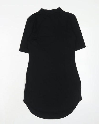 Glamour Babe Womens Black Viscose T-Shirt Dress Size 10 Mock Neck Pullover