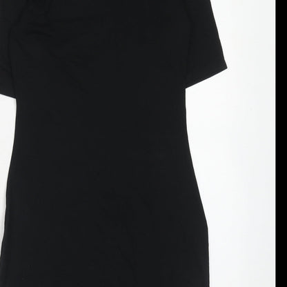 Glamour Babe Womens Black Viscose T-Shirt Dress Size 10 Mock Neck Pullover