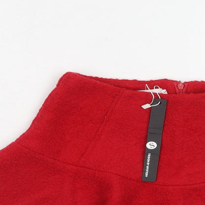 Mystery Womens Red Acrylic Skater Skirt Size S Zip