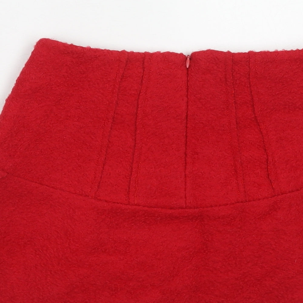 Mystery Womens Red Acrylic Skater Skirt Size S Zip
