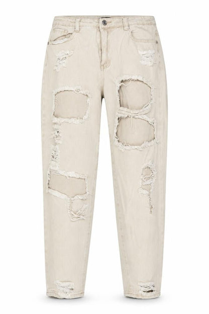 Womens UK Size 12 Missguided Regular Fit Mom Beige Jeans